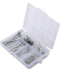 Heavy Duty Six Size Cotter Pins Kit In 304 Stainless Steel Hairpin And Spring Retaining Pins U Pins For Cars Trucks Machinery Lawn Mowers And More Secure Fastening Hardware Combo in a clear plastic case