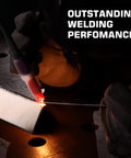 Tig Welding Gun Wp-17V Argon Torch with 13ft Air Hose welding metal with precision in dimly lit workshop.