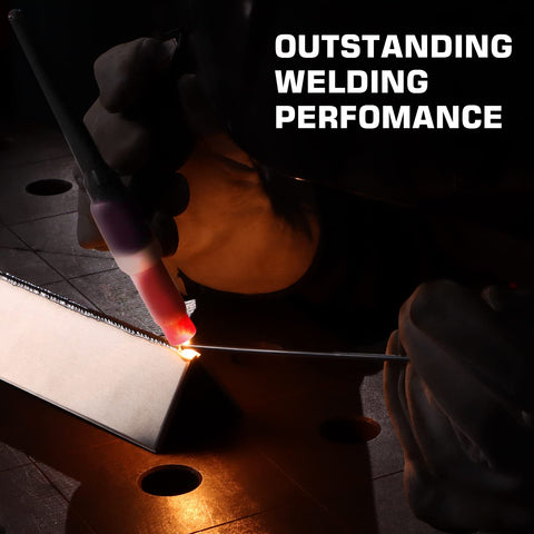 Tig Welding Gun Wp-17V Argon Torch with 13ft Air Hose welding metal with precision in dimly lit workshop.