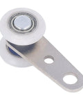 Close-up of a nylon pulley from 10 Pack Sliding Door Trolley Rollers For Strut Channel And Window Tracks, metal bracket visible