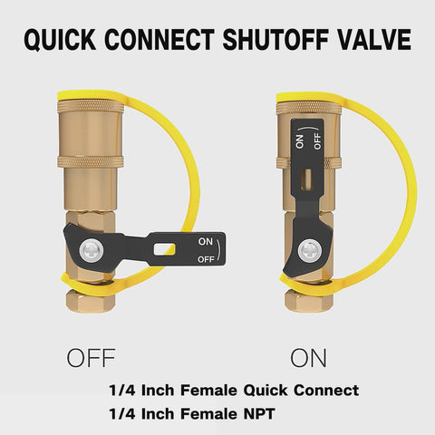 12 Ft Propane Hose For RV With Safety Shutoff Valve And One Quarter Inch Quick Disconnect Stainless Steel Braided Gas Line close-up