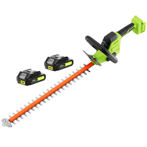 Cordless Hedge Trimmer With 22 Inch Dual Action Blade And 2800 SPM, Three Quarters Inch Cutting Capacity, Includes Two Batteries And Charger