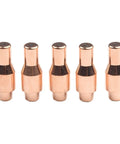 Five copper nozzles from 13 Piece Plasma Cutting Consumables Kit For Harbor Freight Titanium 45A Plasma Cutter Includes Nozzles And Electrodes
