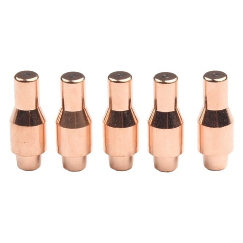 Five copper nozzles from 13 Piece Plasma Cutting Consumables Kit For Harbor Freight Titanium 45A Plasma Cutter Includes Nozzles And Electrodes