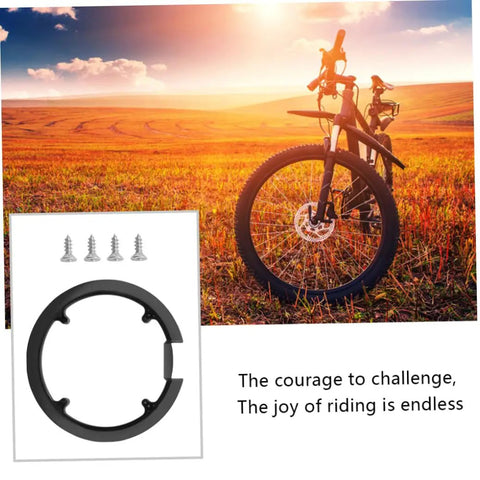 Bike and sprocket guard chain cover with four screws for mountain and road bikes, sunlit field background