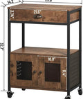 Industrial Farmhouse Coffee Bar Cart With 3 Tier On Wheels Rustic Brown Mobile Coffee Station Table With Storage