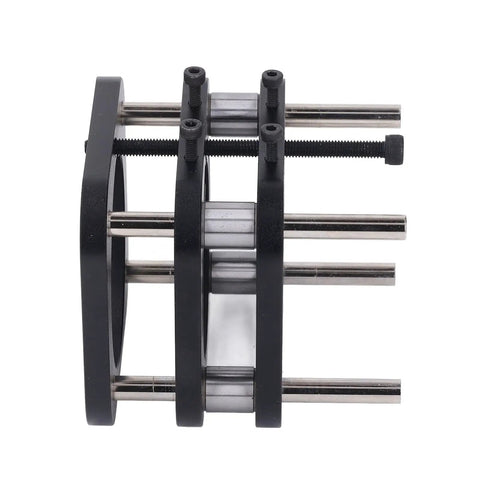 Beefy Aluminum Router Table Base With Lift System, 51mm Stroke Hand Crank, showing 4 jaw clamping mechanism in detail