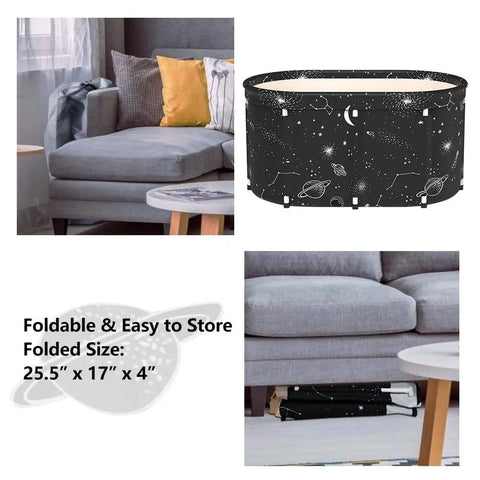 Portable Foldable Bathtub For Adults With Temperature Retention freestanding tub in living room with space-themed design