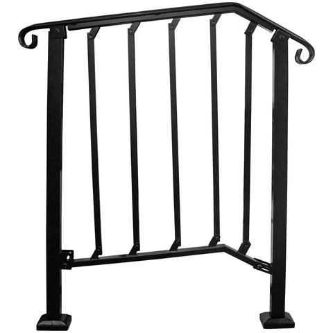 Adjustable Handrail For Two Or Three Steps With Real Wrought Iron Material Outdoor Steps Rail Kit With Installation Hardware