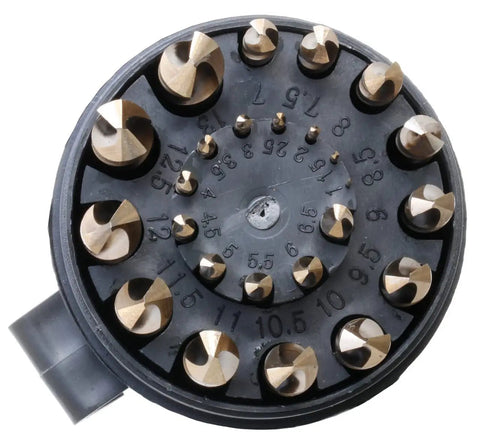 Hard As Nails M35 Five Percent Cobalt Drill Bit Set One Millimeter To Thirteen Millimeter Range, showing bits in a round case.