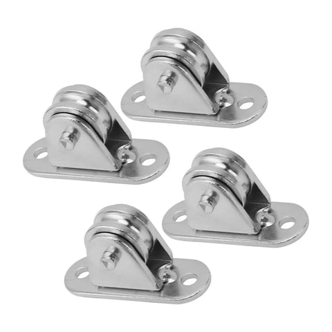 Heavy Duty Rock Solid Stainless Steel Silent Cable Pulley Wheel Block With 176 Lb Load Capacity For 6mm Rope, Fixed Pulleys, 4 Pack