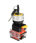 22mm Maintained Key Switch Panel Mount 2 Position Latching 1NO1NC 440V 10A Silver Contacts Heavy Duty Industrial Grade Four Screw Terminals Easy Wiring For Control Panels And Machinery, front view