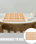 Solid Wood Jewelry Storage Tray With Twelve Grids For Rings And Bracelets Drawer Organizer, light yellow finish on a desk.