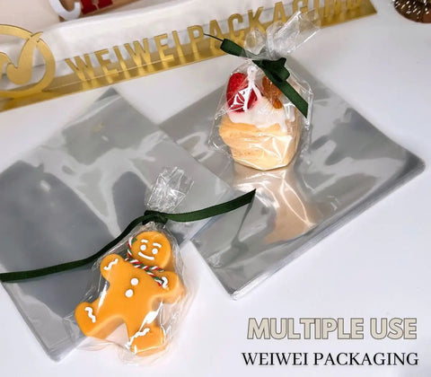 Odorless PVC Heat Shrink Wrap Bags 8x12 Inches, 100 Gauge, 100 Pack For Fast Packaging, Clear Durable Shrink Film That Shrinks Smoothly At Low Temp, Great For Jewelry, Crafts, And Small Gifts. Clear PVC wrap bags for small gifts and cookies