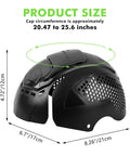 Matrix Lite Series Bump Cap Insert For Baseball Caps EN 812 Universal Safety Ventilated Lightweight Hat Liner, black, size details