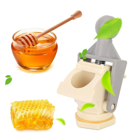 Ergonomic Honey Gate Valve With Ball Handle Plastic Tap and honeycomb for beekeeping bottling and honey extractor equipment.