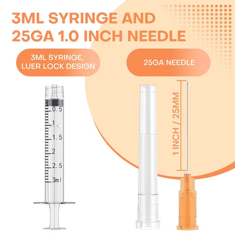 3ml Luer Lock Syringe 25 Gauge 1 Inch Individually Packaged 100 Pack Pro Grade Industrial Lab Tools For Precise Dosing And Measurements