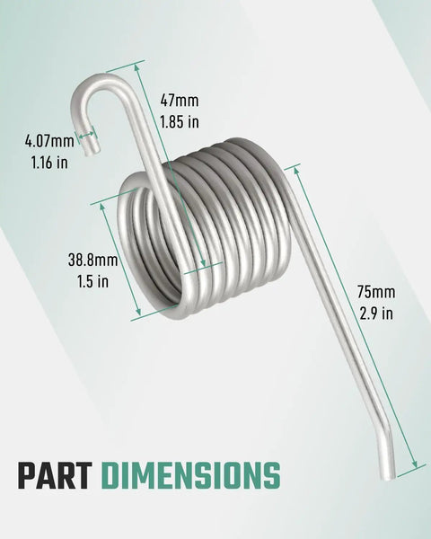 Replacement 5 Loop Mop Bucket Wringer Spring Fit For FG612788 Series with dimensions labeled in millimeters and inches
