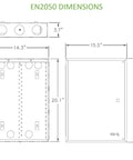 Diagram of 20 Inch Structured Media Enclosure With Locking Hinged Cover, dimensions and layout for AV and network setups