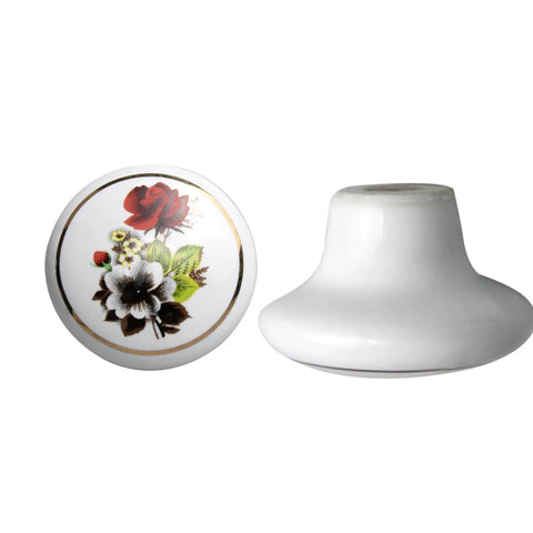 Dang Good Quality Hand Painted Ceramic Cabinet Knobs 1 5 Inch Round Drawer Pulls With Red Rose Floral Pattern Vintage Dresser Hardware For Closets Cupboards Smooth Finish And Included Screws Make Installing A Breeze, featuring round knob with red rose design.