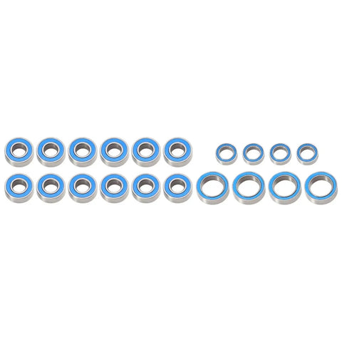 RC Spare Part Upgrade Kit For 1/10 Scale RC Cars, Rubber Sealed Ball Bearings, 20Pcs, Compatible With TT01 TT01E TT01D TT02B, arranged in rows.