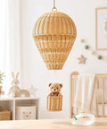 Natural Rattan Woven Hot Air Balloon Wall Decor For Nursery And Kids Room Boho Chic Dreamy Vibe With Handmade Texture