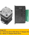 BeefedUp Strain Wave Gear Reducer Rotary Actuator Kit showing harmonic drive with Nema 17 stepper motor and driver.