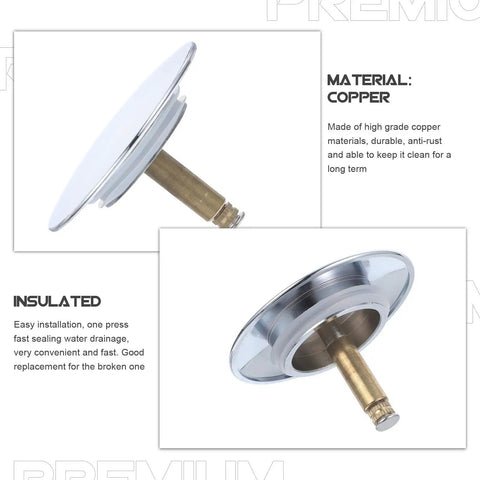 Rotary Bathtub Drain Stopper Copper One Press Seal Hair Catcher with a durable copper construction and smooth surface for easy installation.