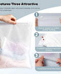 100 Pack Frosted Plastic Clothing Bags With Zipper Closure 10x13 Inches Durable Matte Finish For Shipping And Travel Storage Ideal For Shirts Socks Underwear And Documents No Vent Holes, shown being sealed by hand