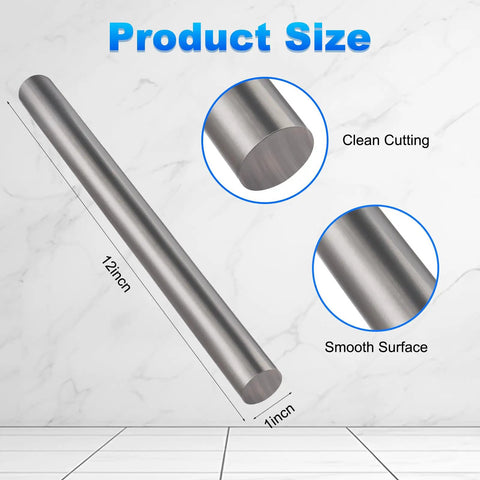 Two Pack 1018 Carbon Steel Rods, 1 Inch Diameter, 12 Inch Length, Polished Round Steel Bars For Shafts, Gears, Lathes