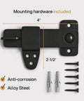 Vintage Style Black Wrought Iron Flip Latch Hardware Kit For Double Doors, Barn Doors, shown with screws, 4-inch length, alloy steel