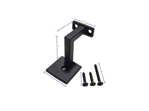 Square Handrail Brackets For Staircase With Screws Five Pack Textured Black Matte Finish Heavy Duty Steel Brackets Three Mounting Holes