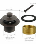 Universal Lift And Turn Tub Drain Kit with Overflow Faceplate in Oil Rubbed Bronze finish, brass, and stainless steel parts shown.