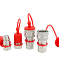 Two Pack 1/2 Inch NPT Ag Hydraulic Quick Connect Couplers With Dust Caps ISO5675 Ball Pioneer Heavy Duty Quick Connect Set