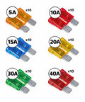 60 Piece Tough As Nails Led Blade Fuse Assortment with 5 to 40 amp variety shown in colors for automotive use.
