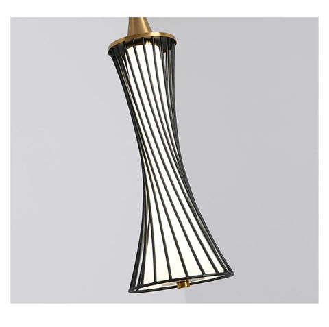 Modern Black Creative Pendant Lamp Pretty Waist LED Light for Duplex Living Room Staircase Loft Restaurant (Colour: 1Light Size: Neutrallight4000K) showing unique design and smooth texture.
