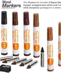 13 Piece Wood Stain and Scratch Repair Kit for Furniture With Markers and Wax Sticks Quick Fix for Scratches