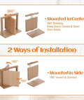 Heavy Duty Door Hinge Kit With 360 Degree Pivot For Bookcase And Secret Murphy Door Built To Last 570 Lbs Load Bearing Thickened Solid Alloy Steel Rust Resistant Invisible Hinge For Concealed Entry, 360° and 180° mount diagrams