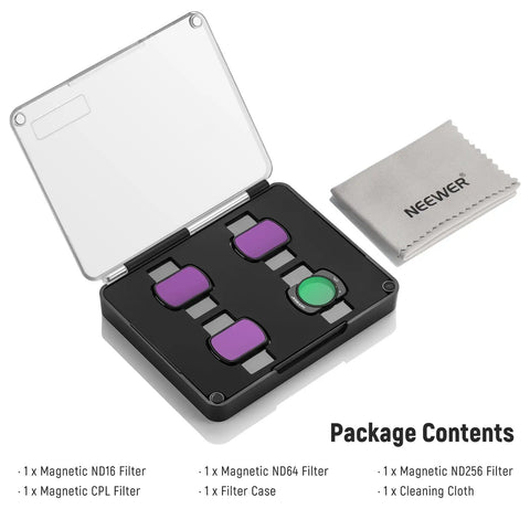 Pro Creator ND Filter Kit With CPL For Pocket 3, Pocket 4, And Osmo Pocket Xtra Muse in case with cleaning cloth
