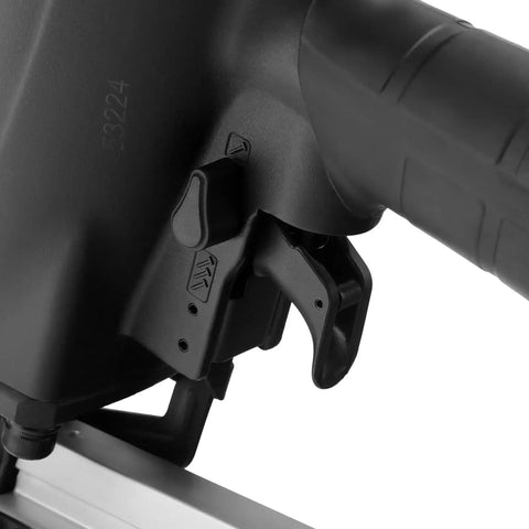 Close-up of trigger and controls on Three In One Air Framing Nailer With Adjustable Magazine For Twenty One, Twenty Eight, Thirty Four Degree Nails