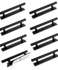 8 Pack Adhesive Cabinet Handles Self Stick Push Pull Helpers Black ABS Material No Drill Instant Installation For Cabinets Drawers And Furniture