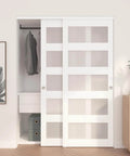 Sliding Closet Door 60 Inch Wide Double 31 Inch Panels By 80 Inch High Frosted Glass Bypass No Fuss Hardware Kit And Matching Fascia