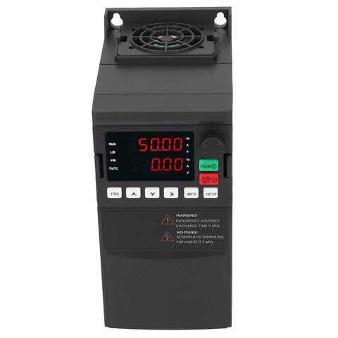 Beefy 3 Phase VFD Motor Controller With 380V Input And Output 2.2KW Pro Grade Industrial Inverter For Heavy Duty Machinery Durable ABS Shell Easy Setup And One Button Run Stop With Clear Digital Display, front view