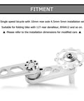 Silver Bike Chain Tensioner With Derailleur Hanger Chain Guide For Folding Bikes, Single Speed, 10mm Rear Axle, on white background