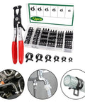 Ultimate 73-Piece Spring Hose Clamp Kit With Pro Pliers Made From Heavy Duty 65Mn Steel For Tough Automotive repairs plumbing fixes and sweet DIY home projects organized in sturdy storage box, 72pcs kit with pliers