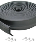 Coiled 9 Foot Black Rubber Garage Door Bottom Seal with included nails for weatherproofing and draft blocking.