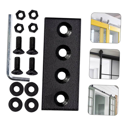 Heavy Duty Track Connecting Plates Set for Barn Doors and Indoor Sliding Doors, Carbon Steel Flat Mending Repair Plates
