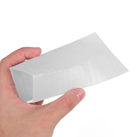Packing Foam Pouches With Smooth Surface, 200 Pcs, 5.5x2.8 Inches, EPE Pearl Cotton Cushion Wrap Sleeves, Lightweight Protective Moving And Shipping Gear For Glasses And Dishes, Custom Fit And Cut To Fit Design, white foam sleeve held in hand