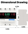 63A 2P Dual Power Automatic Transfer Switch For Generator And Backup Power With LED Display 110V 50 Hz And 60 Hz Adjustable Auto Manual Switching For Reliable Power Transfer. Dimensional drawing