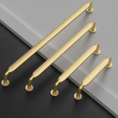 Gold Cabinet Pulls 7.5 Inch 10 Pack Zinc Alloy Handles in satin gold finish, shown on a display board.